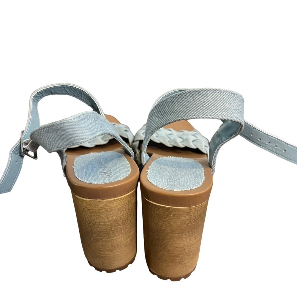 3/$30 ☀️ Anne Klein Loris Woven Ankle Strap Platform Sandals Blue - Picture 5 of 9